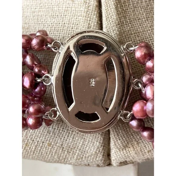 925 gemstone clasp 8 layers freshwater pearl Necklace